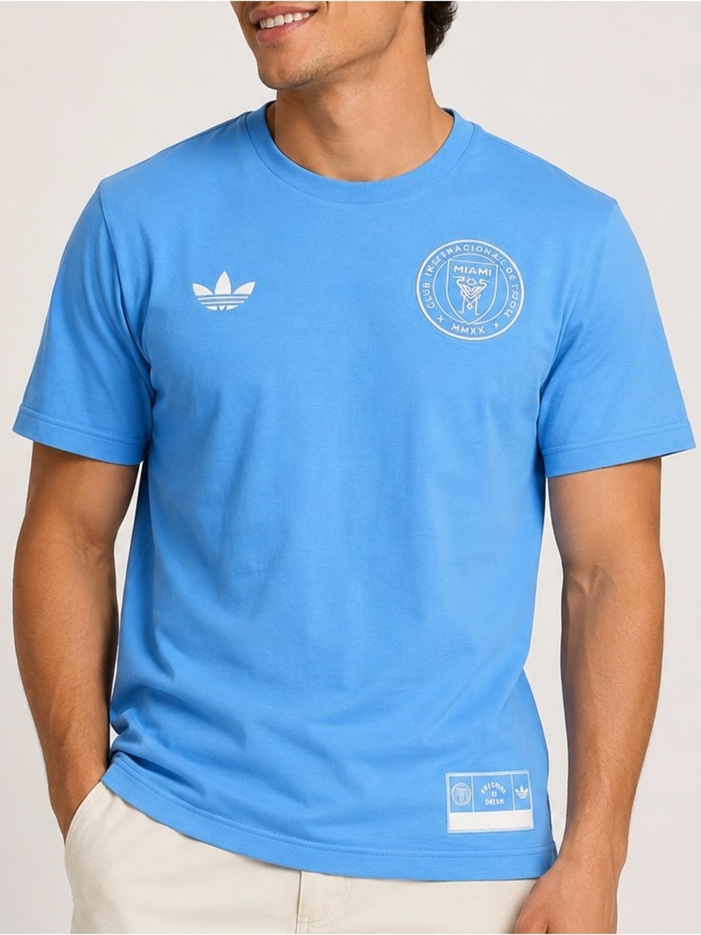 Adidas Originals Inter Miami soccer CF Graphic Tee Shirt Sky Blue Men’s Small